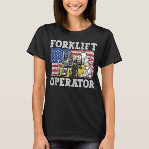 Mens Us Flag Forklift Operator T-Shirt