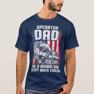 Mens US Flag Heavy Equipment Excavator Operator T-Shirt
