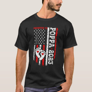Mens Us Flag Promoted To Poppa Est  2023 Father's  T-Shirt