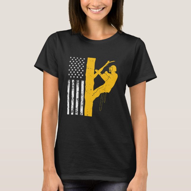 Mens Us Flag Tree Climber T-Shirt (Front)