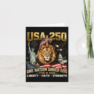 Mens Usa 250 One Nation Under God Lion Liberty Card