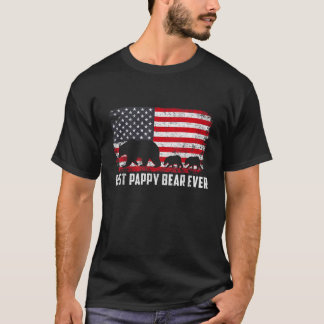 Mens USA Flag Best Pappy Bear Ever Father s Day T  T-Shirt