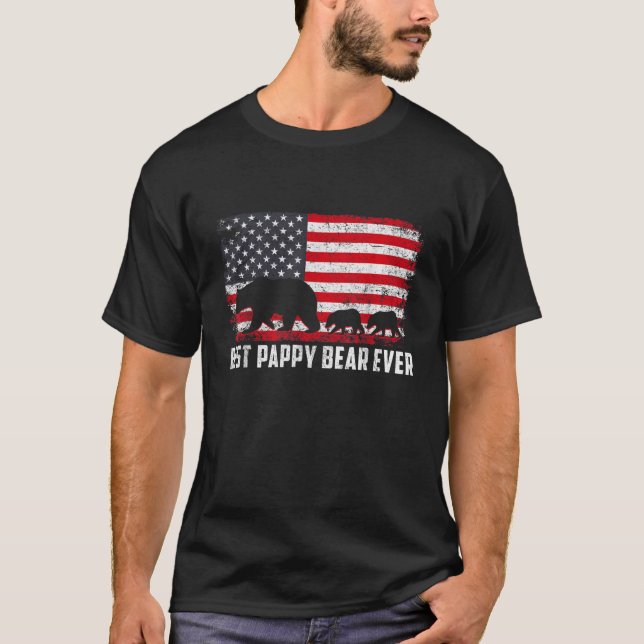 Mens USA Flag Best Pappy Bear Ever Father s Day T  T-Shirt (Front)