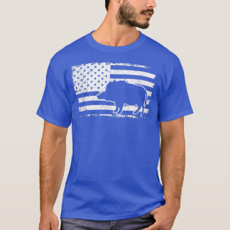 Mens USA Flag Patriotic American Wild Pig Boar Hun T-Shirt