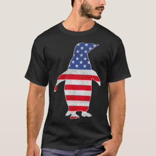 Mens usa flag patriotic penguin bird 4th of july T-Shirt