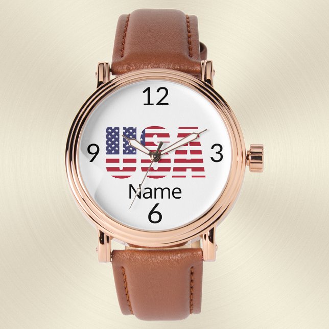 Men's USA Gold Vintage Watch Brown Leather Strap (Creator Uploaded)