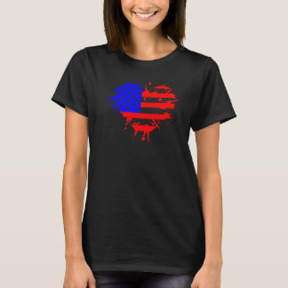 Mens Usa Heart 4th Of July Great American Flag T-Shirt