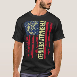Mens Usa Patriotic Flag O'fishally Retired Dad Fat T-Shirt