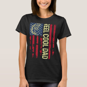 Mens Usa Patriotic Reel Cool Dad For Best Daddy Fa T-Shirt