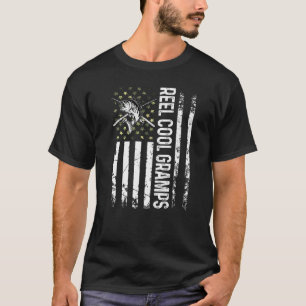 Mens Usa Reel Cool Gramps For Daddy Fishing Fathe T-Shirt