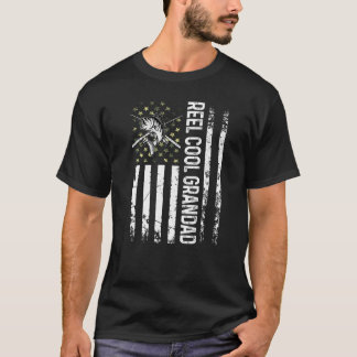 Mens Usa Reel Cool Grandad For Daddy Fishing Fath T-Shirt