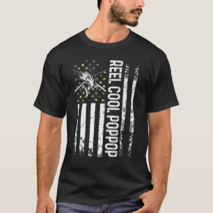 Mens Usa Reel Cool Poppop For Daddy Fishing Fathe T-Shirt