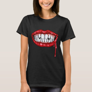 Mens Vampire Fangs Th Lips Halloween Count Gifts T-Shirt