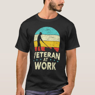 Mens Veteran At Work Mower Lawn Mowing T-Shirt