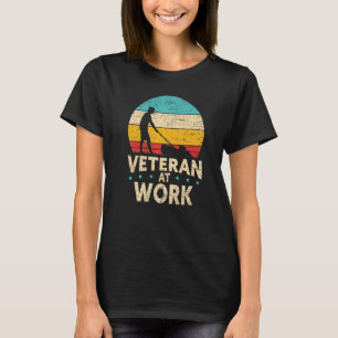 Mens Veteran At Work Mower Lawn Mowing T-Shirt