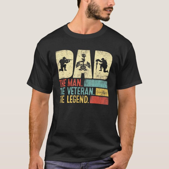 Mens Veteran Dad The Man The Legend Gun Rights Pro T-Shirt (Front)