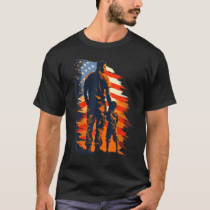 Mens Veteran Dad With Son American Flag Fathers Da T-Shirt