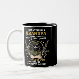 Mens Veteran Grandpa Have Risked Life To Protect G Two-Tone Coffee Mug
