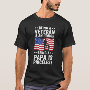 Mens Veteran Honour Papa Priceless Proud American T-Shirt
