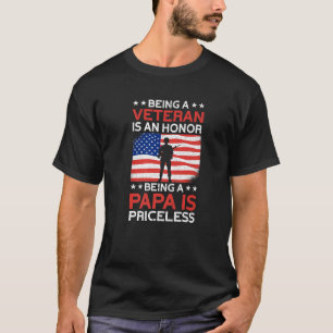 Mens Veteran Honour Papa Priceless Proud American T-Shirt