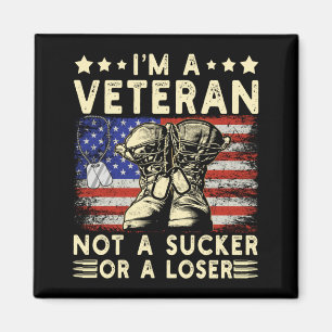 Mens Veteran Not A Sucker Or A Veteran Day Usa Magnet