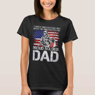 Mens Veteran Proud Soldier Dad Military T-Shirt