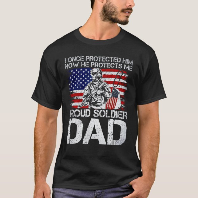 Mens Veteran Proud Soldier Dad Military T-Shirt (Front)