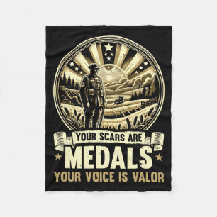Mens Veteran Suicide Awareness Mental Health Fleece Blanket