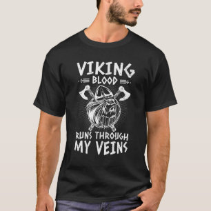 Mens Viking Nordic Odin Valhalla Viking Blood Thro T-Shirt
