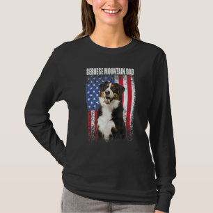 Mens Vintage American Flag Bernese Mountain Dad Fa T-Shirt