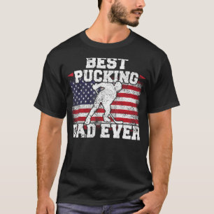 Mens Vintage American Flag Best Hockey Player Dad T-Shirt