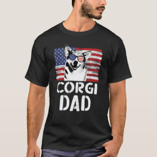 Mens Vintage American Flag Corgi Dad Dog For Fath T-Shirt
