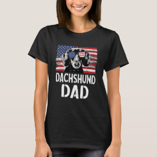 Mens Vintage American Flag Dachshund Dad Dog For T-Shirt