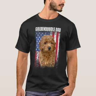 Mens Vintage American Flag Goldendoodle Dad For F T-Shirt
