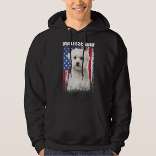 Mens Vintage American Flag Maltese Dad Dog For Fa Hoodie