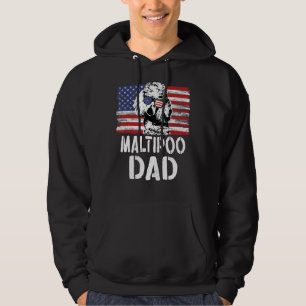Mens Vintage American Flag Maltipoo Dad Dog For F Hoodie