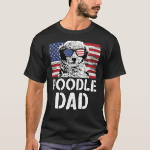 Mens Vintage American Flag Poodle Dad Dog For Fat T-Shirt
