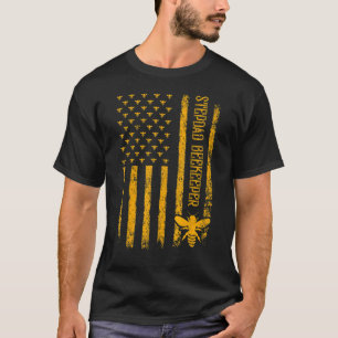 Mens Vintage American Flag Stepdad Beekeeper Fathe T-Shirt
