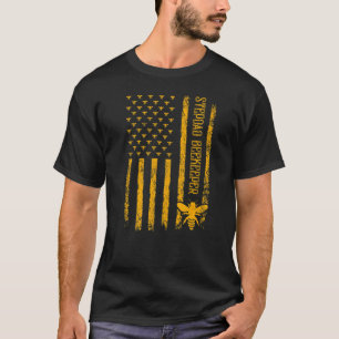 Mens Vintage American Flag Stepdad Beekeeper Fathe T-Shirt