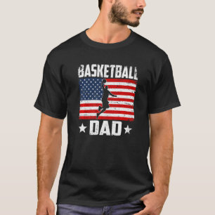 Mens Vintage Basketball Dad Us Flag Distressed Spo T-Shirt