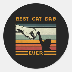 Mens Vintage Best Cat Dad Ever Bump Cat Lover Classic Round Sticker