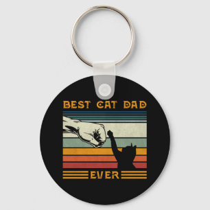 Mens Vintage Best Cat Dad Ever Bump Cat Lover Key Ring