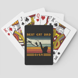 Mens Vintage Best Cat Dad Ever Bump Cat Lover Playing Cards