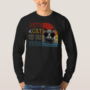 Mens Vintage Best Cat Step Dad Ever Cat Step Dad T-Shirt