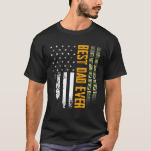 Mens Vintage Best Dad Ever Camo American Flag Dist T-Shirt