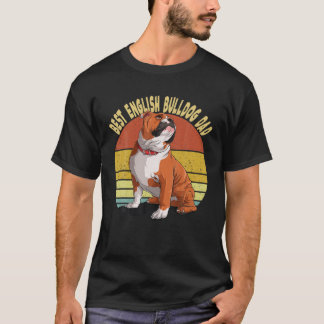 Mens Vintage Best English Bulldog Dad Ever For T-Shirt