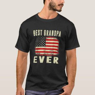 Mens Vintage Best Grandpa Ever American Flag Fathe T-Shirt