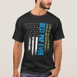 Mens Vintage Best Pap Ever Camo American Flag Dist T-Shirt