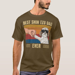 Mens Vintage Best Shih Tzu Dad Ever Fist Bump Dog  T-Shirt