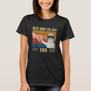 Mens Vintage Best Shih Tzu Dad Ever Fist Bump Dog T-Shirt